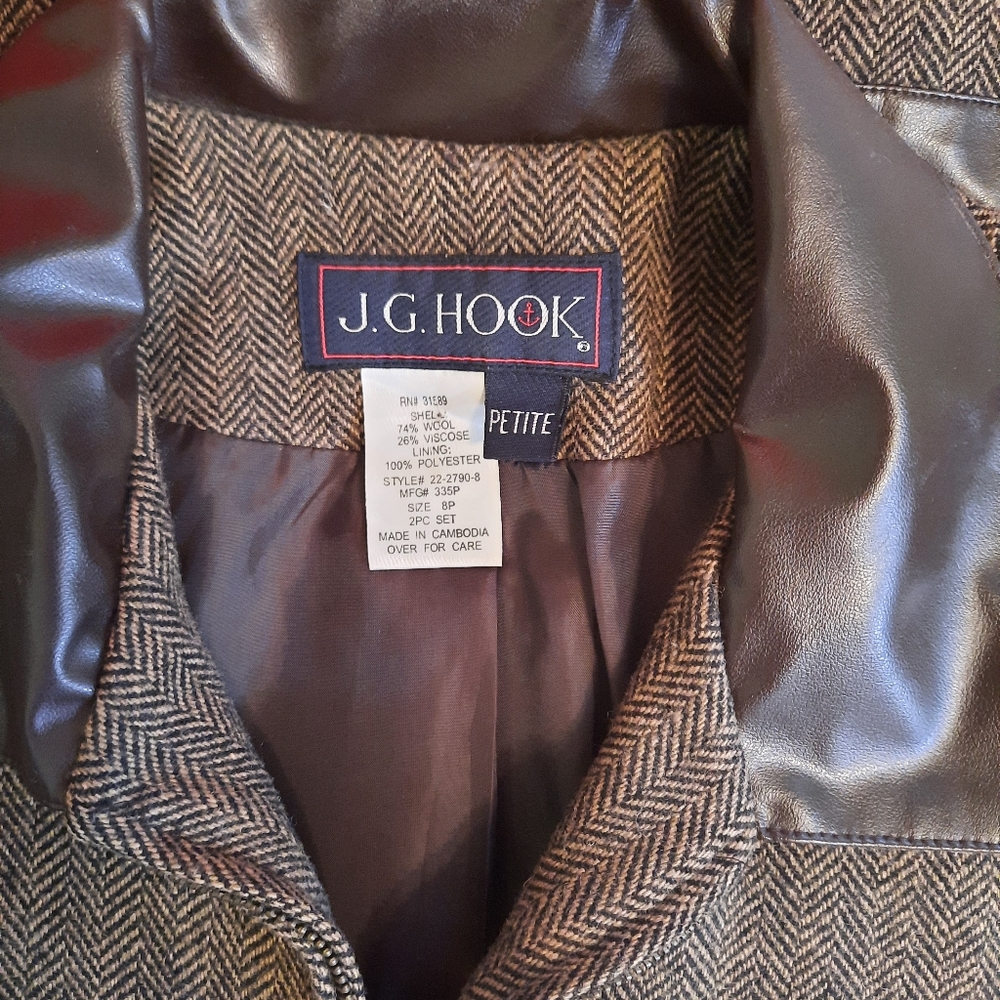 J.G. HOOK VTG wool hi rise pant suit jacket 2PC sz 8P *C7 - Picture 2 of 8